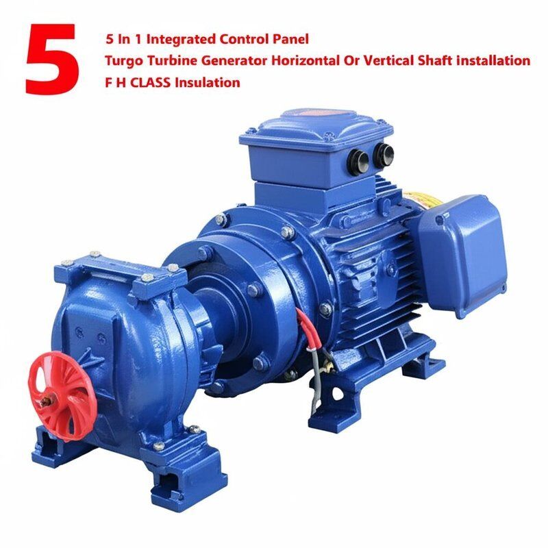 Générateur de turbine à turbine avec panneau de commande intégré 5 en 1 pour l'installation horizontale ou verticale de l'arbre et isolation de classe F F H