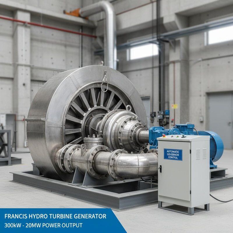 Générateur à turbine Francis de 300 kW à 20 MW, puissance de sortie et régulation automatique du régulateur pour les centrales hydroélectriques à 50 Hz ou 60 Hz